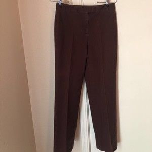 Peck & Peck Womens Dress Career Pants Brown Flat Front Solid Zipper Stretch 4